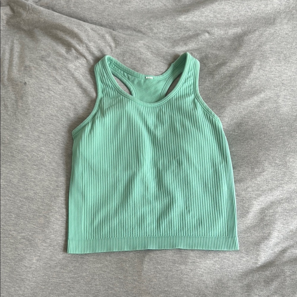 Mint Green Ribbed Tank Top with pads